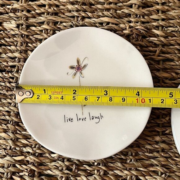 2 NATURAL LIFE Trinket Dish JUST BELIEVE LIVE LOVE LAUGH Floral Ceramic Jewelry - Picture 8 of 9
